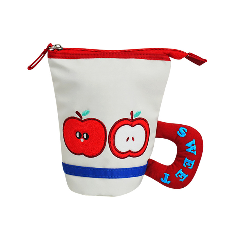 Apple Water Cup adorable bolsillo en bolsillo de papelería de gran capacidad