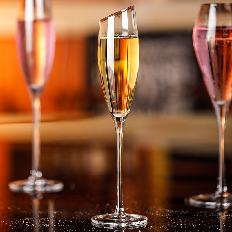 Taza de champagne de cristal casera, taza de bodas de pie alto, taza de vino espumante recta, taza de vino espumante, matrimonio, par comercial