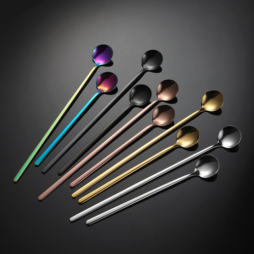 304 stainless steel mug spoon coffee stirring spoon 17cm titanium plated multi-color restaurant dessert shop western tableware