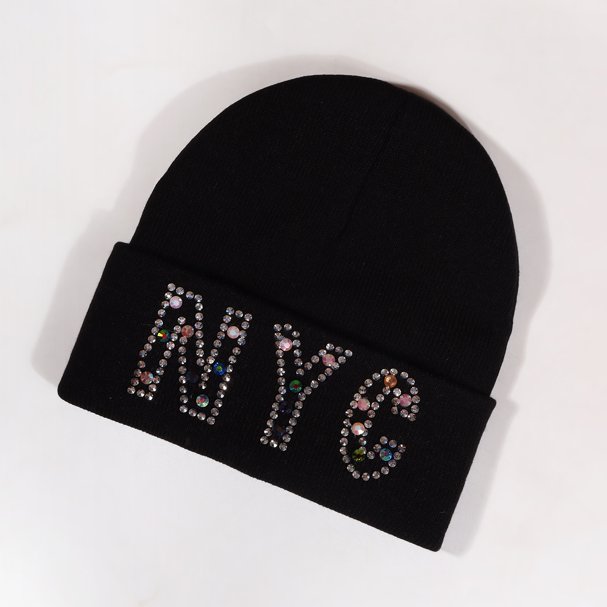 Cappello unisex con lettera NYC, cappello lavorato a maglia con strass, cappello lavorato a maglia per feste_voghion.com