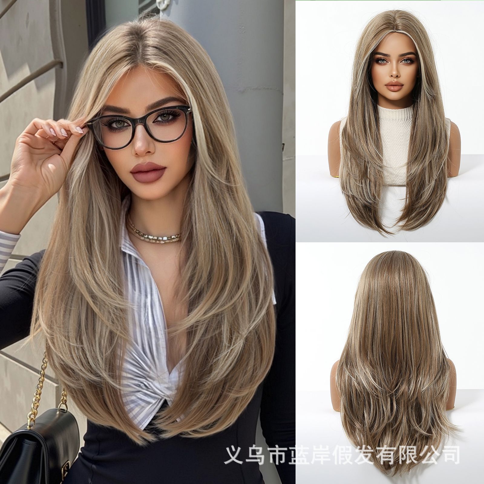 Peluca mujer cubierta completa moda estilo europeo y americano peluca de alto nivel degradado cubierta de fibra química gris wigs