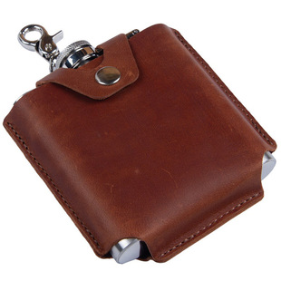 Amazon Cross-Border Wine Bottle Leather Case Retro Stainless Steel Wine Bottle Storage Protective Cover Portable Waist Wine Bottle Bag