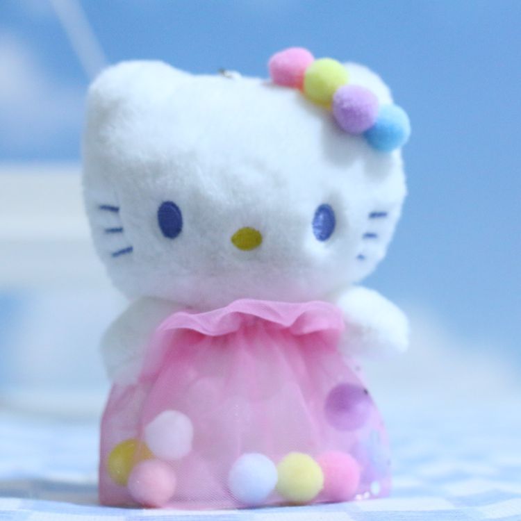 Llavero/colgante para bolso de Hello Kitty, lindo, de dibujos animados, juguete de peluche, gatito, muñeca de trapo.