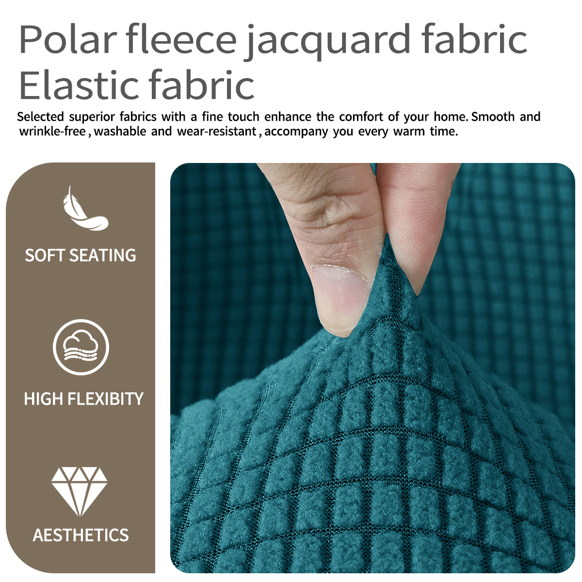 Transfronterizos sólidos elásticos agitando vello nuevo cubierta de silla arqueada polvo resistente al desgaste de alto pasamanos de maíz cubierta de silla de forma especial