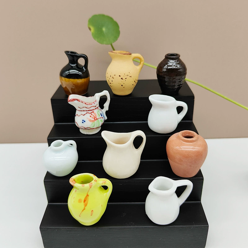 Миниатюрные керамические декоративные цветочные горшки, вазы, цветочные композиции, микроландшафтные украшения, миниатюрные аксессуары для декора, магниты на холодильник