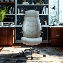 高端老板椅舒适久坐 6D扶手西皮办公椅 黑白调经理高管人体工学椅