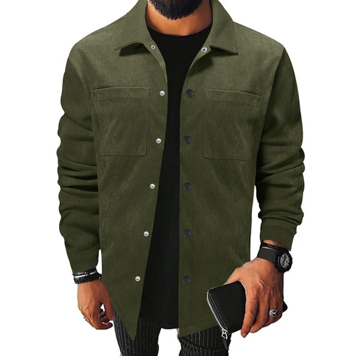 Men's Spring and Autumn 2025 Workwear Jacket Pure Color Corduroy Single-Breasted Tailored Jacket