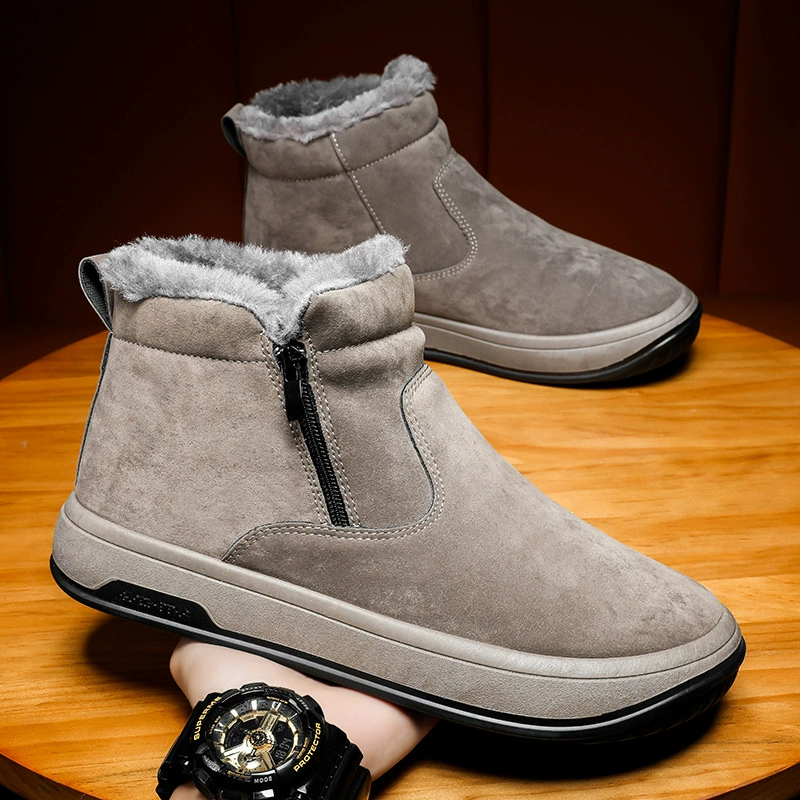Зимние сапоги мужские с высоким берцем 2023 Новое поступление зимы теплые мужские сапоги на флисовой подкладке Корейская Мода Большая хлопковая обувь из толстого хлопка для мужчин