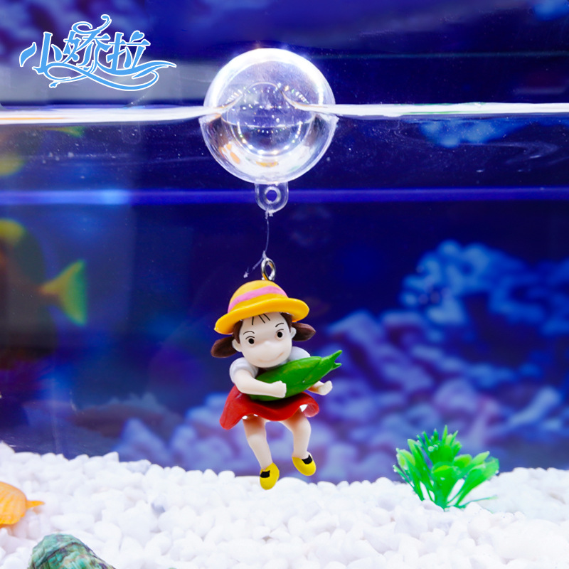 Adornos para acuarios, linda Mei con un maíz, micropaisaje decorativo, pequeño Totoro de Hayao Miyazaki para la sala de estar