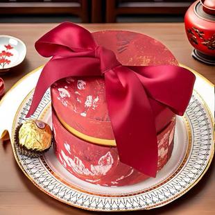 New Internet Celebrity ins Round Candy Box Accompanying Gift Box Gift Box Ribbon Wallpaper Little Red Book Recommended