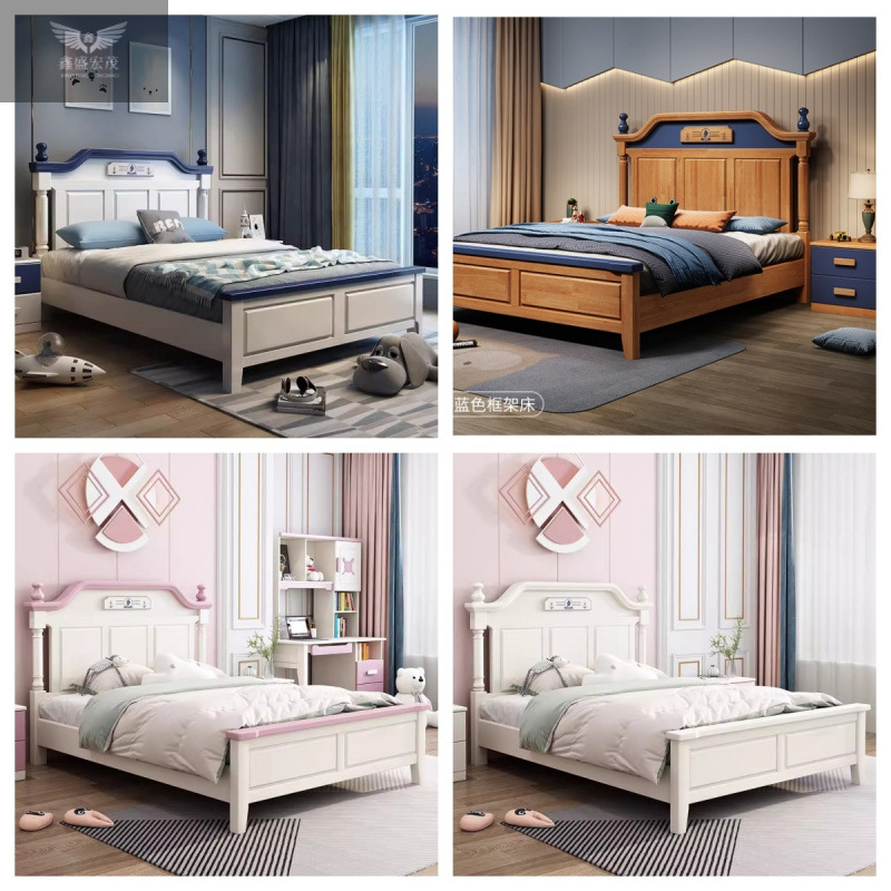 Cama para niños americana de madera maciza simple niño 1,5 m cama doble individual con almacenamiento niña 1,2 m adolescente image 3