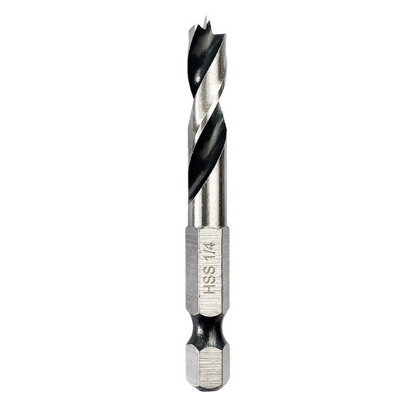 6-piece high-speed steel hexagonal shank three-tip woodworking drill inch short drill bit 6-piece high-speed steel small drill bit