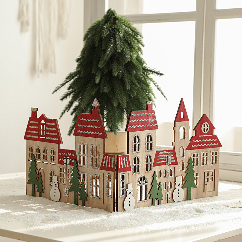 Hong Kong Heng nueva valla de madera de Navidad habitación de estilo europeo árbol de Navidad decoración de pie decoración de la ventana decoraciones de Navidad