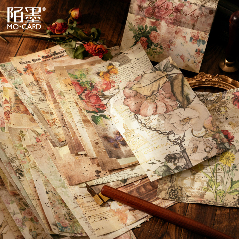 Momo material de papel Libro Mundo Crepúsculo serie retro Diario material de decoración 100 piezas en 8 tipos