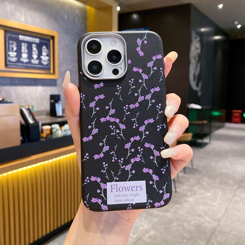 TPU leather pattern-[small floral] black