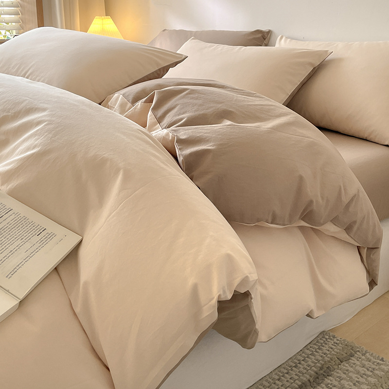 Cama de algodón de clase A de cuatro piezas de algodón 2025 nueva funda de edredón de alta gama sábana ropa de cama simple juego de tres piezas