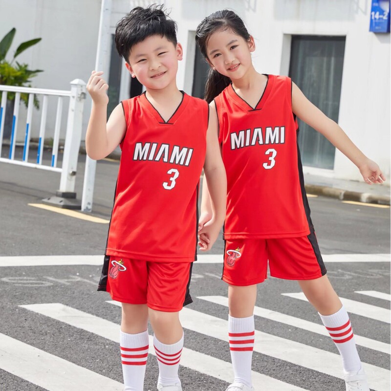 Heat No.3 Wade Children's Wear Basketball Suit Kindergarten Performance Suit Competition Suit 16-30 yards