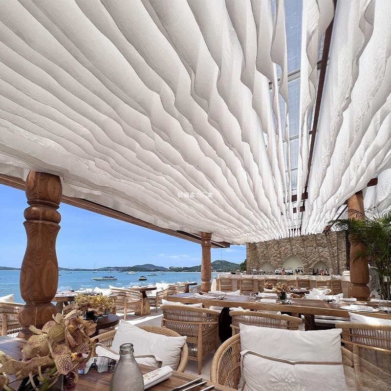 Red cortina de techo neumático cortina de techo restaurante decoración residencial hotel escénico al aire libre cortina de techo al por mayor