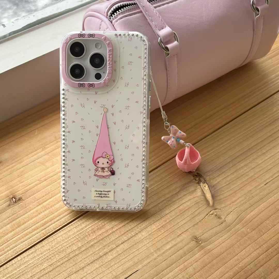 Girl ins puntiagudo gato kt para iphone14 nueva funda para teléfono móvil 16ProMax 13 Apple 15 colgante 16P