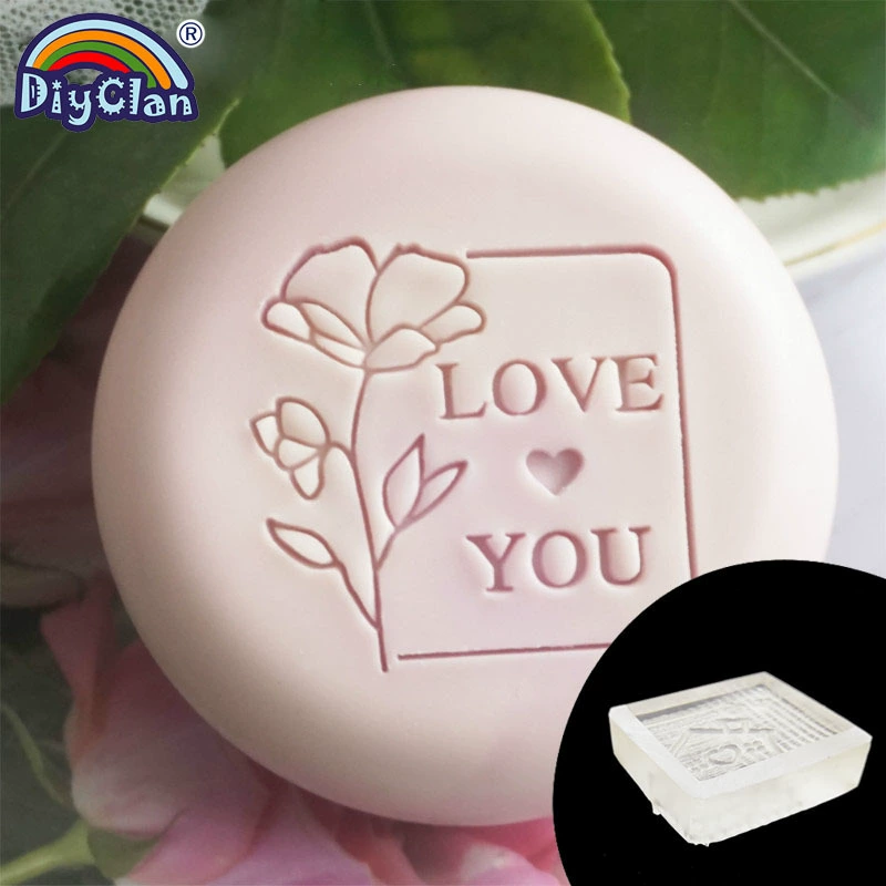 Acrylic handmade soap for St. Valentine's Day, seal, organic handle, oil
