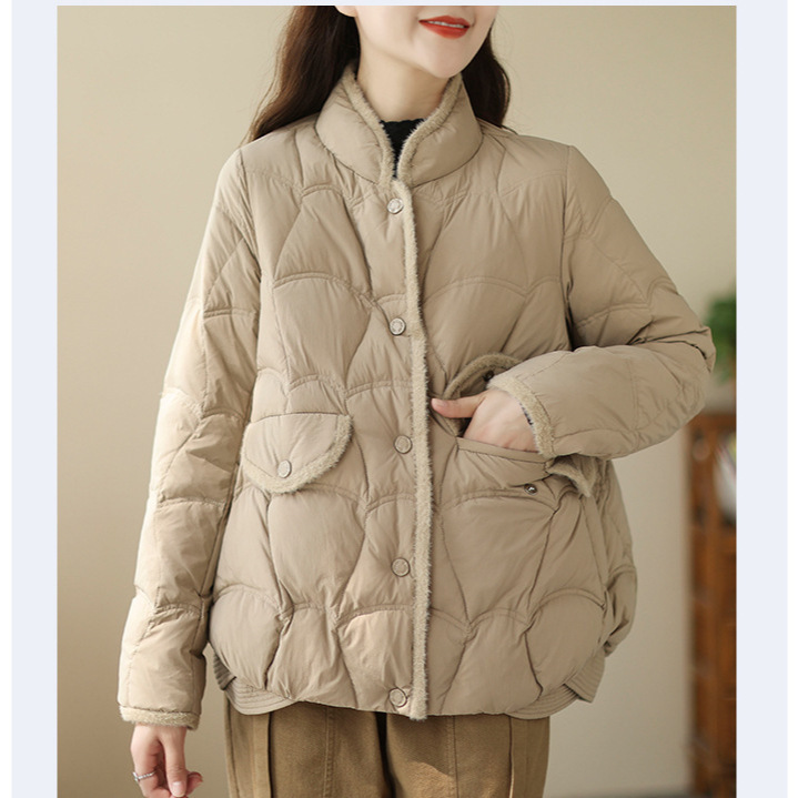Mink Hair Stitching 90 White Duck Down Jacket Women's Anti-Season New Style Chanel Style Lightweight Vertical Collar All-Match Down Jacket Mink Hair Stitching 90 White Duck Down Jacket Women's Anti-Season New Style Chanel Style Lightweight Vertical Collar All-Match Down Jacket