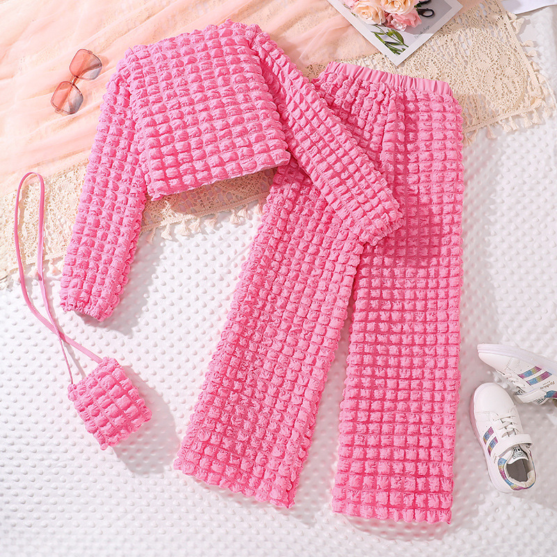 Conjunto de calças e camisola de manga comprida bubble menina_voghion.com