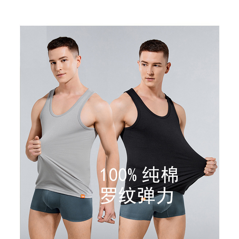 Chaleco de algodón peinado de algodón para hombres en verano sin mangas Chaleco de corredor para hombres de mediana edad y ancianos