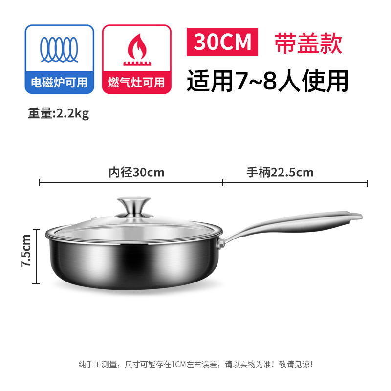 德国316不锈钢平底锅家用小号无涂层煎锅不粘锅电磁炉燃气灶通用|undefined