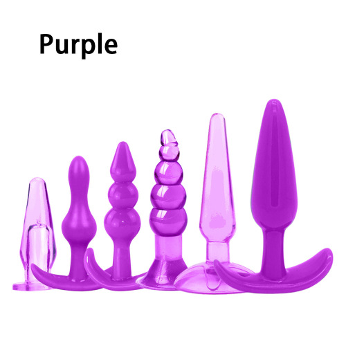 Anal plug six-piece set, fun anal plug, back court, silicone anal plug, gay products, adult products combination set, wholesale