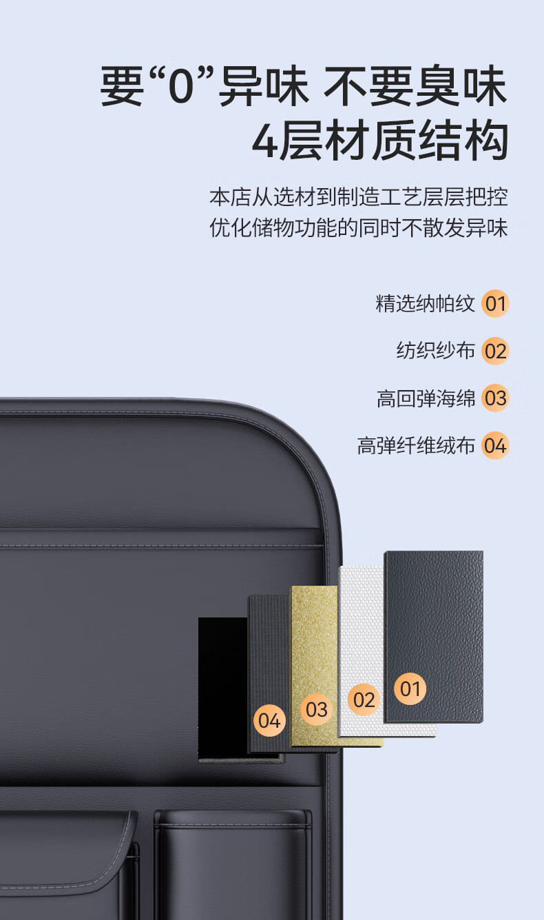 Car Seat Storage Bag Nappa Leather Seat Back Storage Bag Dining Table Small Table Car Hanging Bag Large Capacity