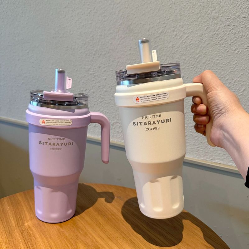 SITARAYURI大容量ポータブルハンドルダブルドリンク保温カップ女の子オフィスコーヒーカップ車載アイスカップ|undefined