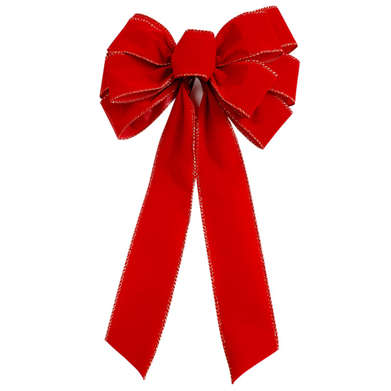 Amazon Cross-Border Red Velvet Bow Hanging Ornaments Christmas Tree Top Decorative Webbing Handmade DIY Gift Packaging Ribbon