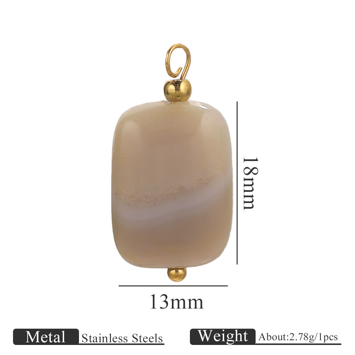 Piedra natural de acero inoxidable hecha a mano colgante colgante cuadrado DIY collar pendientes pulseras joyas accesorios al por mayor