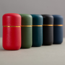 陶瓷茶叶罐创意小号便携式粗陶密封罐通用合金盖多用储藏罐迷你罐