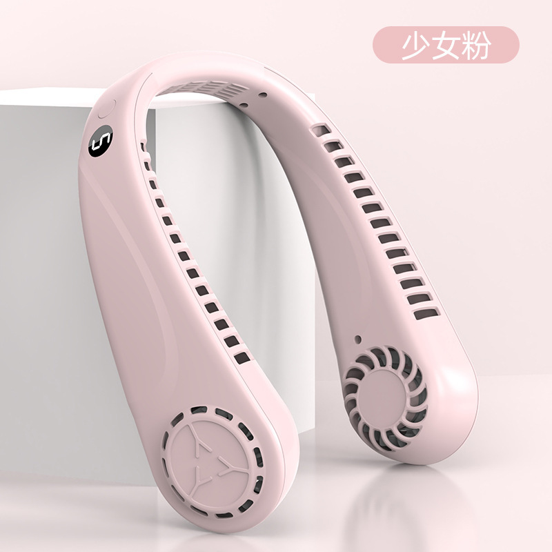 Nuevo comercio exterior de cinco velocidades de ventilador de cuello de visualización digital estudiantes deportes al aire libre portátiles USB mini ventilador de cuello pequeño