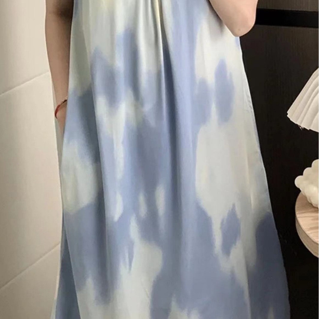 Verano nuevo vestido de pijama de armband dulce mujer cojín de pecho fresco correa de cuello se puede usar vestido de pijama suelto