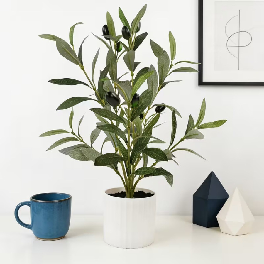 Transfronteriza venta caliente de olivos de imitación en maceta sala de estar plantación verde decoración de árboles falsos adornos interiores con olivas frutas image 3