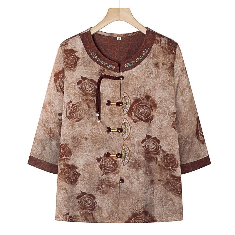 Весенний кардиган с длинными рукавами для женщин среднего и пожилого возраста, топы в стиле Тан для женщин 60 и 70 лет, летние свободные рубашки 80