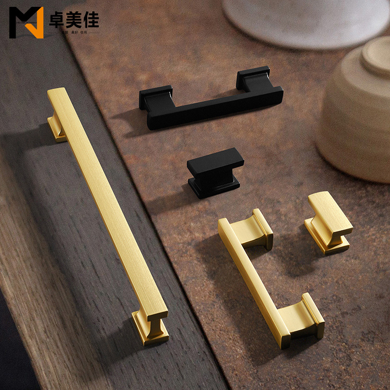 Nordic cabinet wardrobe door handle gold-plated modern simple gold kitchen cabinet drawer handle furniture zinc alloy long handle