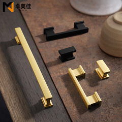 Nordic cabinet wardrobe door handle gold-plated modern simple gold kitchen cabinet drawer handle furniture zinc alloy long handle