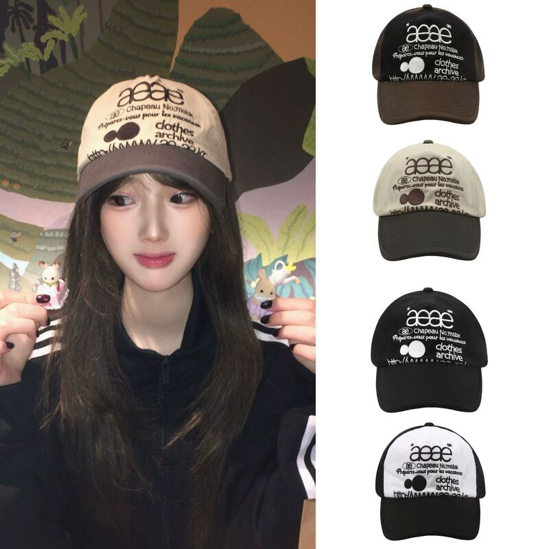 Korean Trendy Brand Aeae Letter Embroidery Baseball Cap, Same Style as Shin Yuna, Makes the Face Look Smaller, Color-Blocking Sun Hat