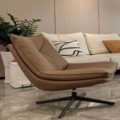 MYZ995 レザーシングルソファ A8036 ハーシーシングルチェアナッパレザー回転レジャーチェア背もたれソファチェア