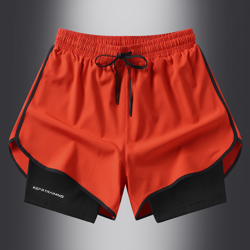 Falsamente dos pantalones de baloncesto americano de cinco puntos pantalones cortos deportivos de verano hombres y mujeres de secado rápido entrenamiento de carrera casual forro de fitness