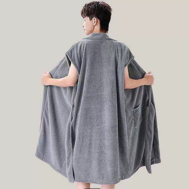 Men's Bathrobe, Adult Couple's Bath Skirt, Nightgown, Women's Absorbent Bath Towel, Quick-Drying Bath Towel, Same Style for Men and Women, Absorbent