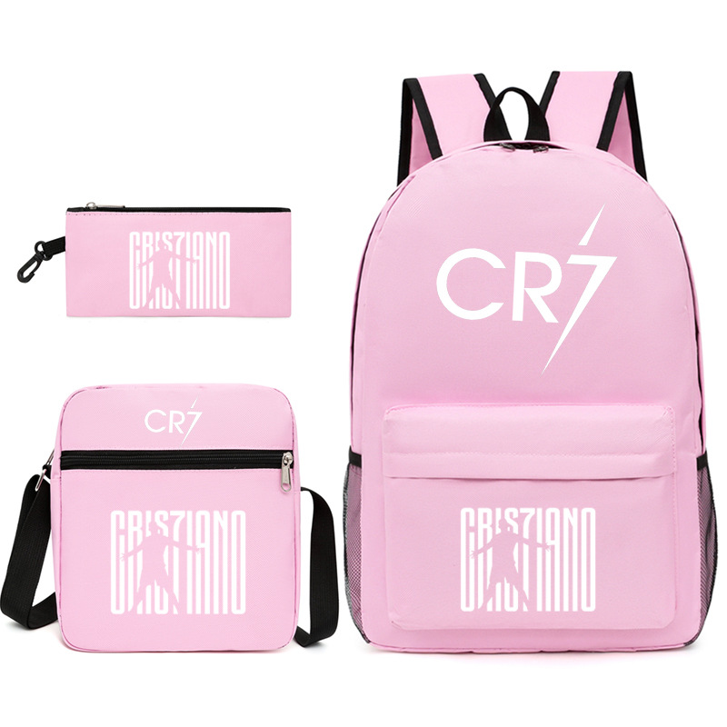 新跨境CR7C罗青少年时尚双肩包单肩包笔袋儿童学生书包3件套批发