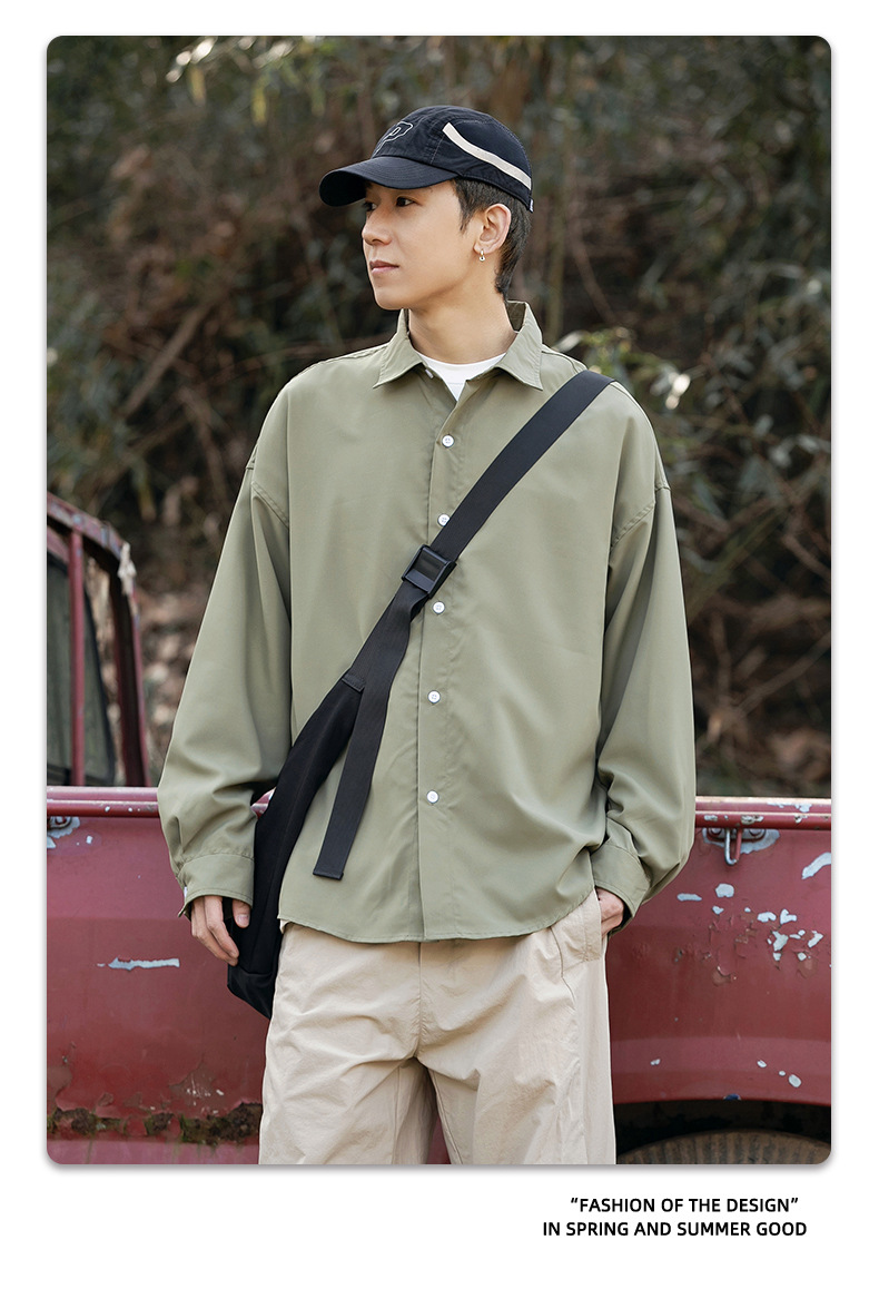 Goryeo silk drape long sleeved shirt 2024 spring/summer new texture trendy brand loose top jacket for men_voghion.com