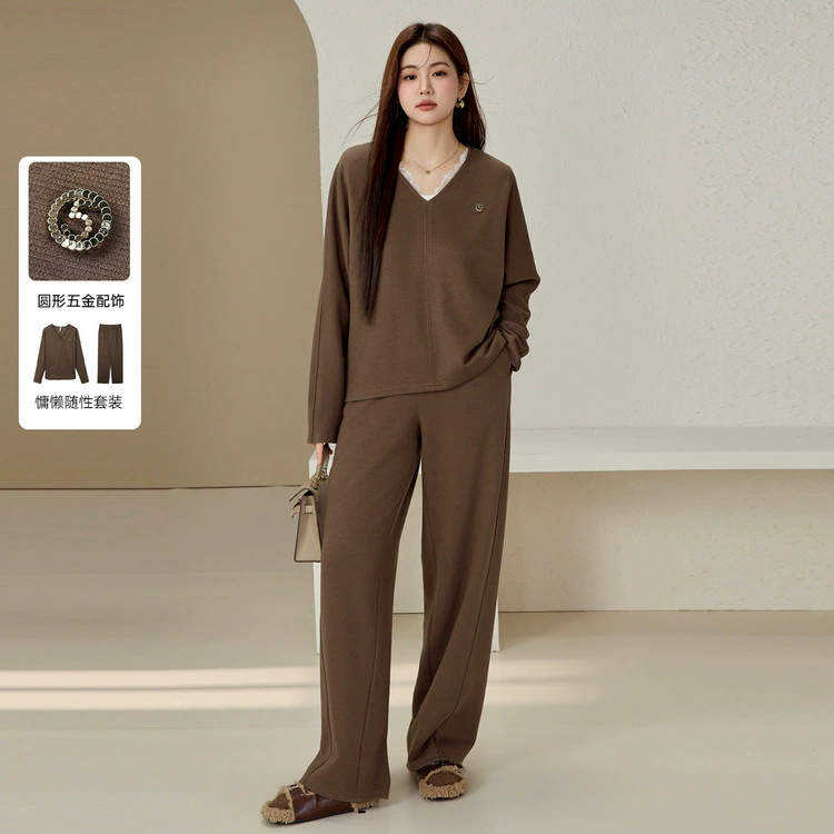 [Ленивый и удобный внутренний костюм] Слепое шоу большой размер женской моды из двух частей толстый mm2024 зимний новый