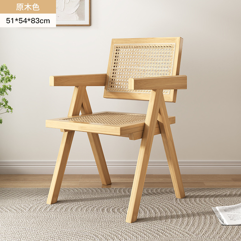 Estilo nórdico de registro de ratán tejido engrosado de madera maciza SILLA DE chandigar hogar balcón Silla de estilo japonés B & B restaurante Silla de ocio