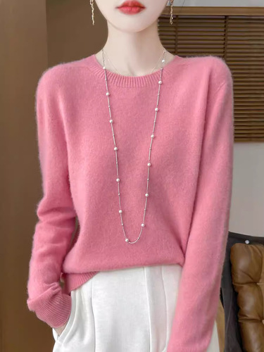 Seamless first-line ready-to-wear sweater, women's round collar pullover loose bottoming shirt, autumn and winter new pure color sweater, women's wholesale