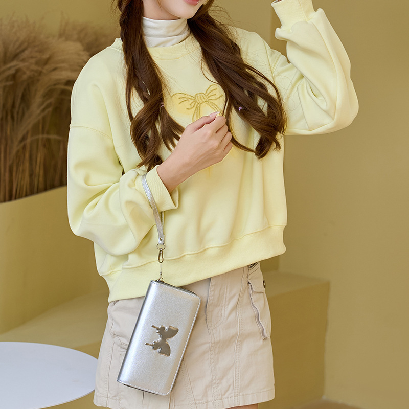 Nicho coreano 2024 mariposa metálica decoración PU material compacto exquisito lindo bolso de mano de mujer